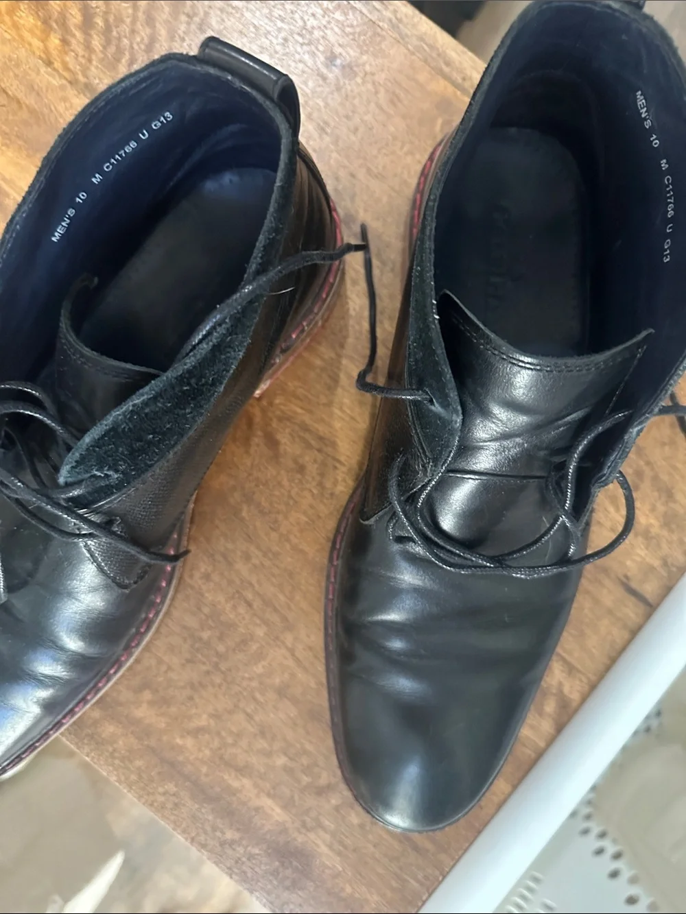 Cole Haan Black Leather Chukka Boots with Contrast Welt